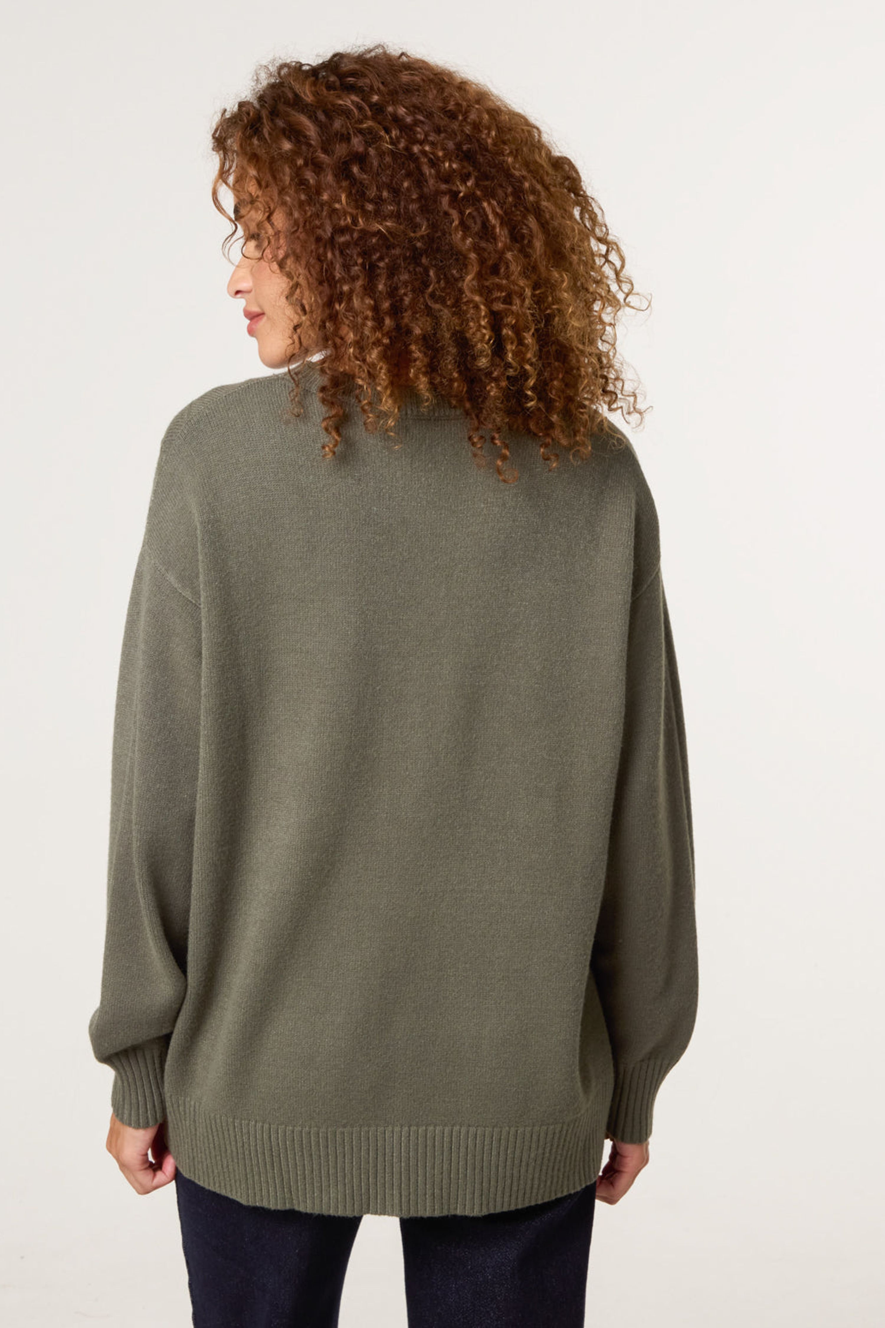 Blue Vanilla Khaki Argyle Stitch Detail Jumper