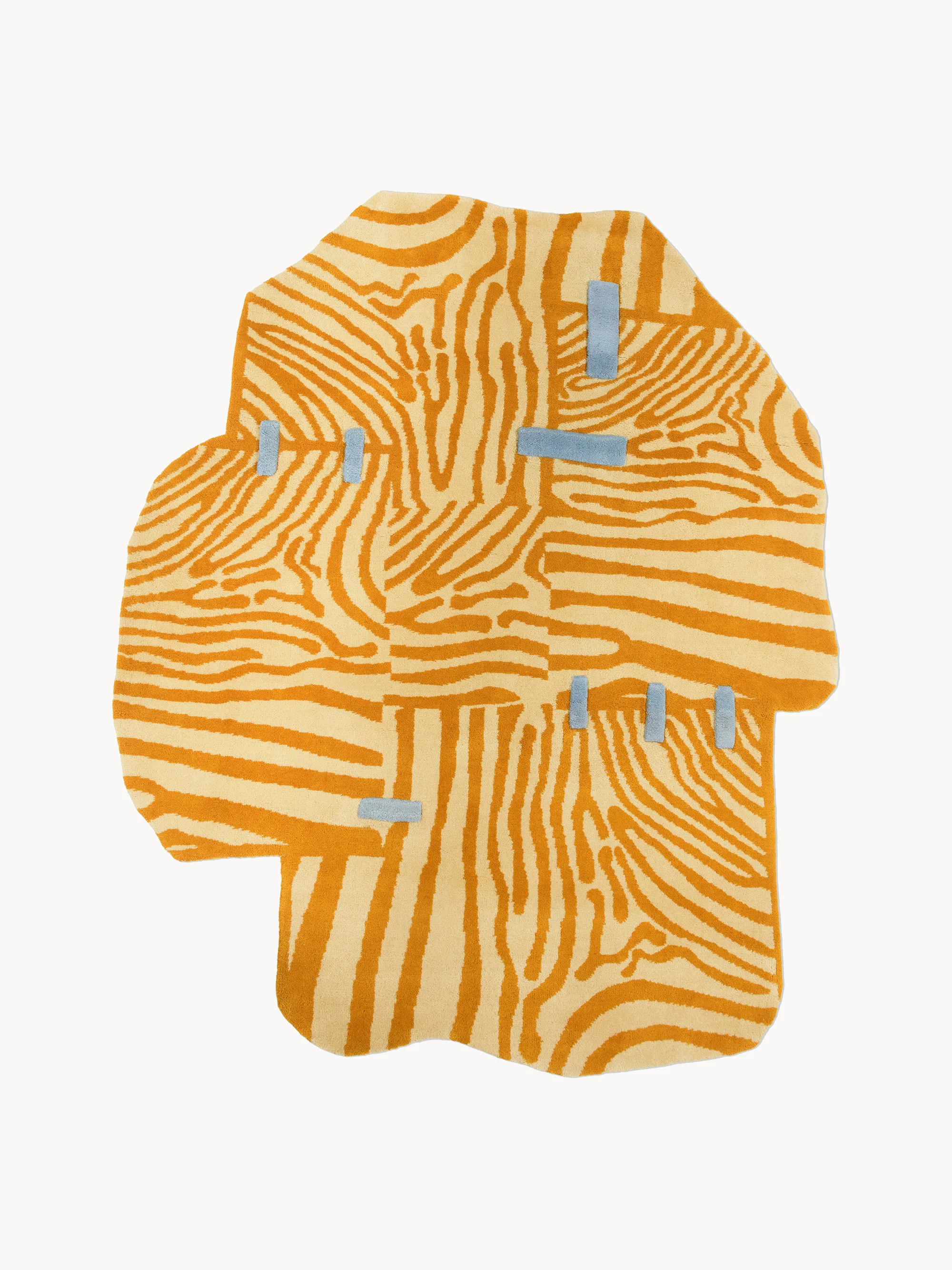 Handgeknüpfter Wollteppich Patch mit Hoch-Tief-Effekt