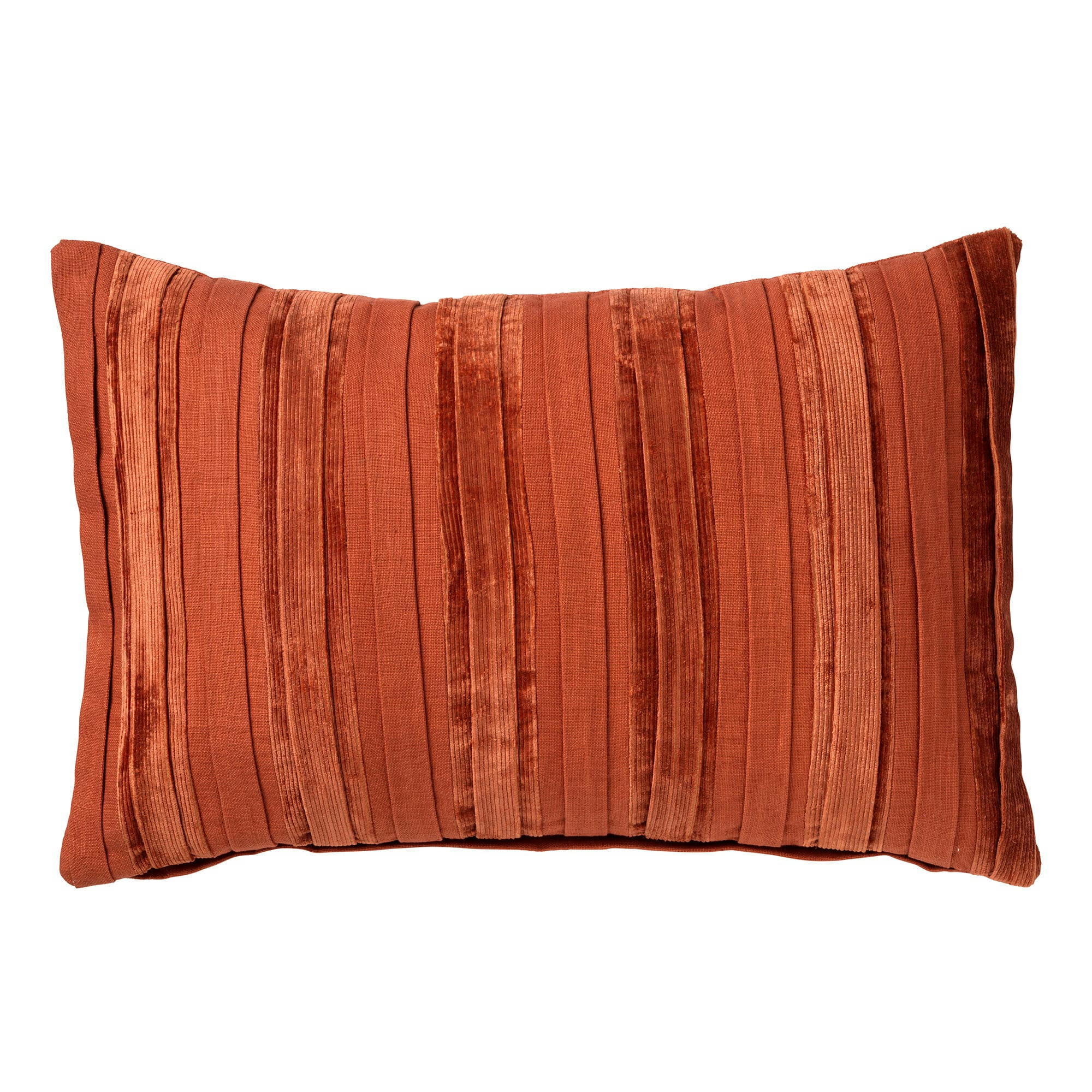 - Coussin orange en velours 40x60 cm avec motif rayé
