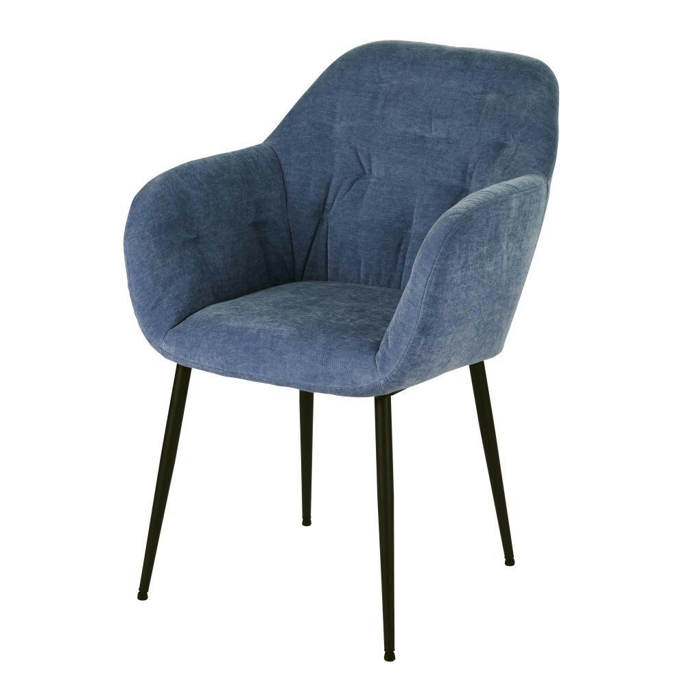 Willy - Fauteuil à dîner en velours bleu