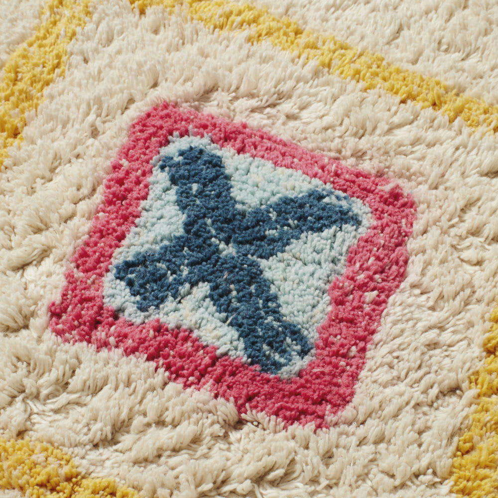 SIWANA - Tapis berbère en coton blanc à motifs multicolores 120x180