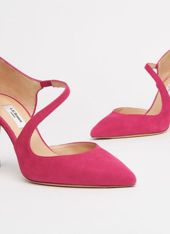 Victoria Magenta Suede Asymmetric Cut Courts