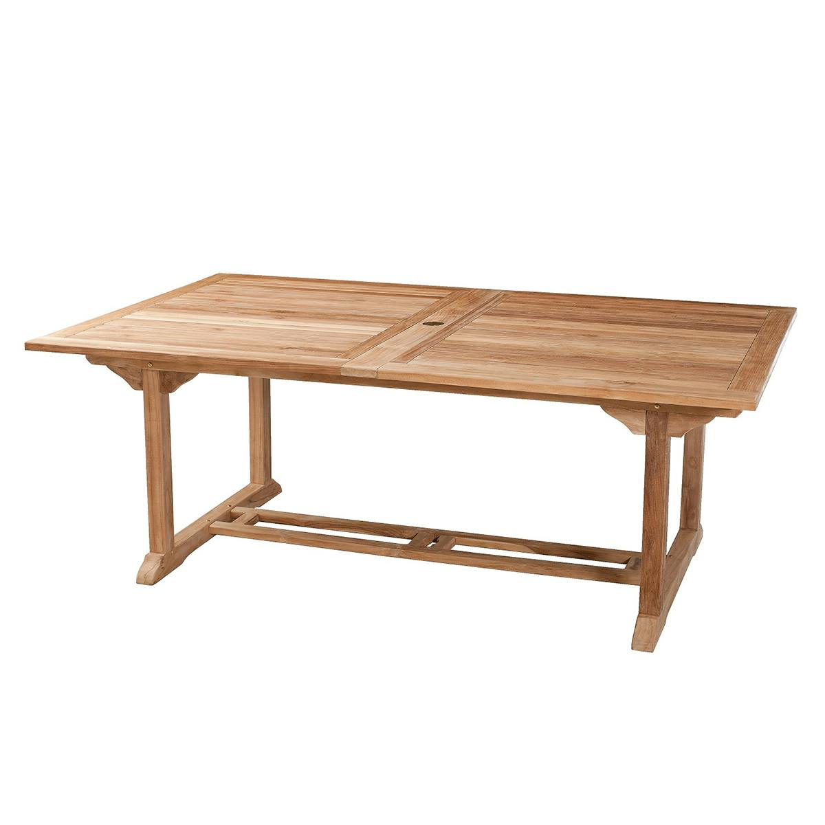 Table de jardin en teck brut rectangle extensible 200/300x120x76cm SUMMER