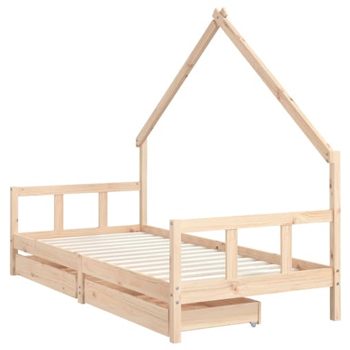 NNEVL Kids Bed Frame with Drawers 90x190 cm Solid Wood Pine