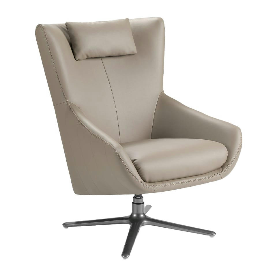 - Fauteuil pivotant croûte de cuir vison
