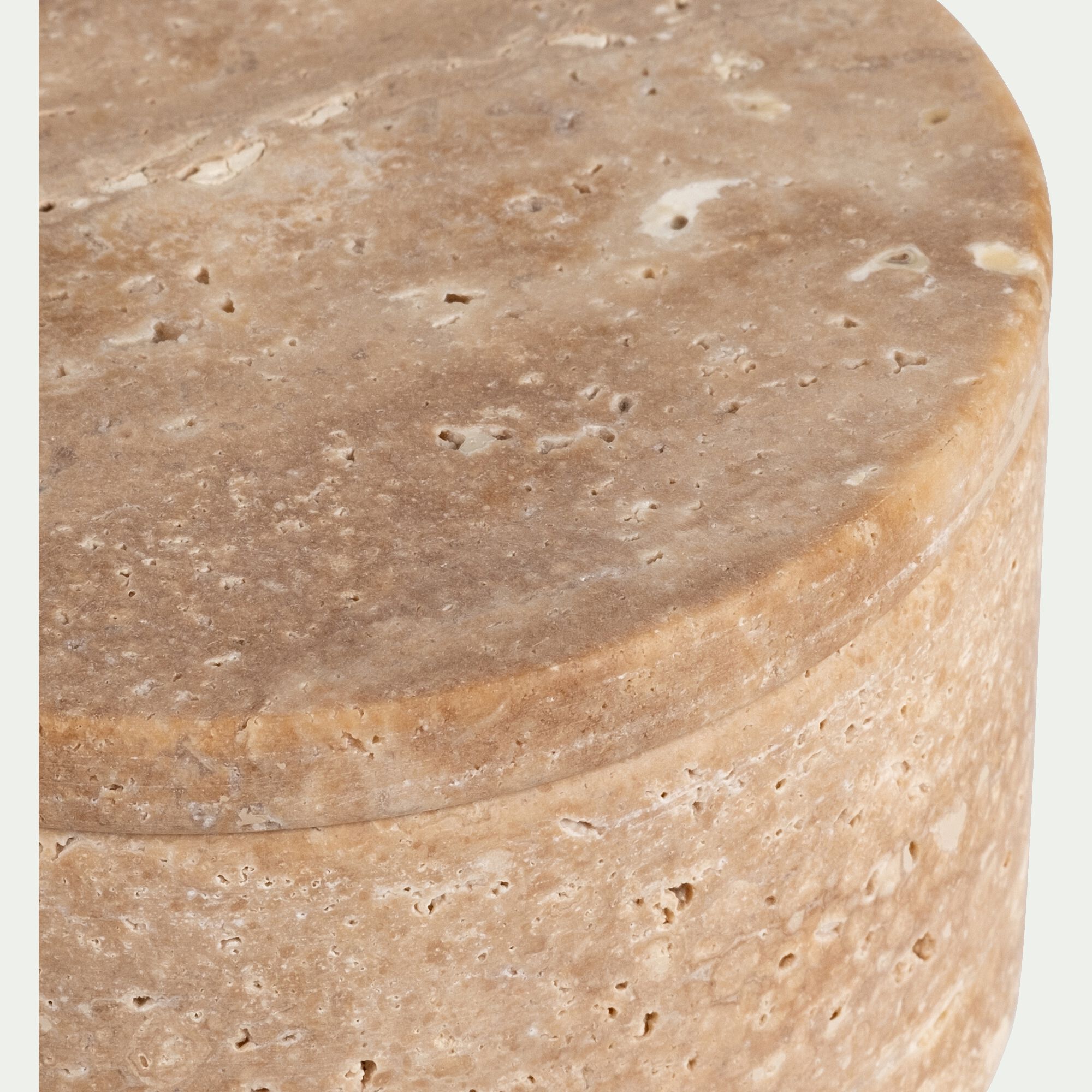 GOURNAY - Boîte déco en travertin D11cm - naturel