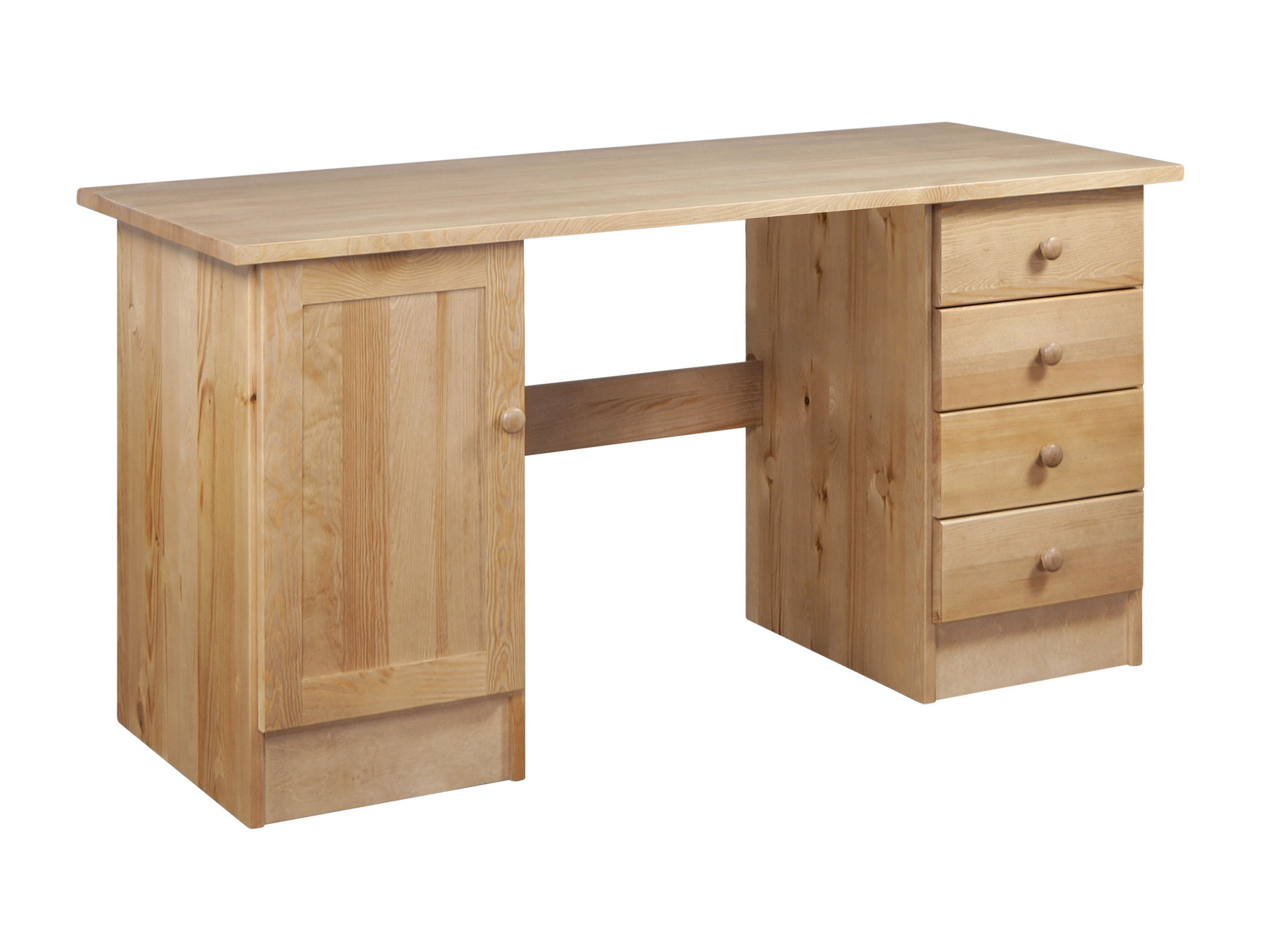 Biurko drewniane Modern III 150 cm, 4 szuflady i drzwi, kolor dębowy