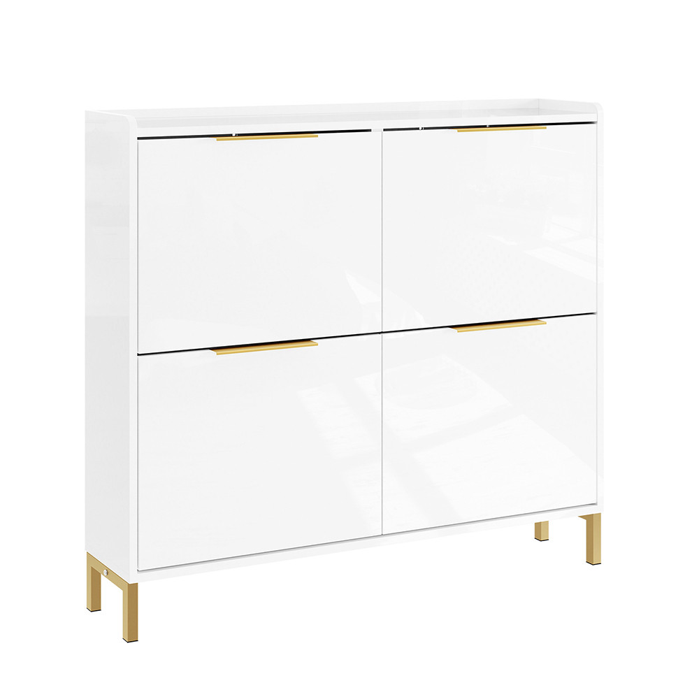 SoBuy Szafka na buty z 4 drzwiczkami Biały 100x19x90cm Nordycki FSR206-GW