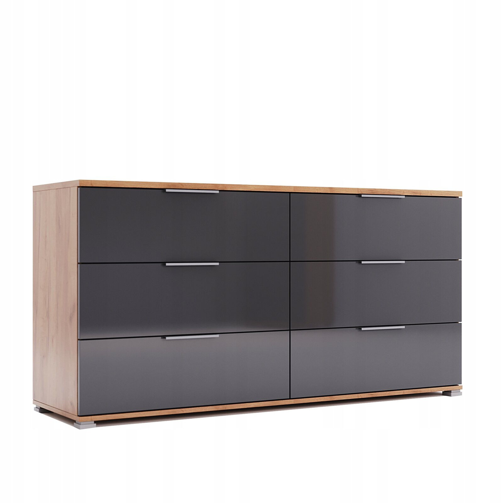 KOMODA Lana 6 SZUFLAD dąb/szary płyta wiórowa laminowana