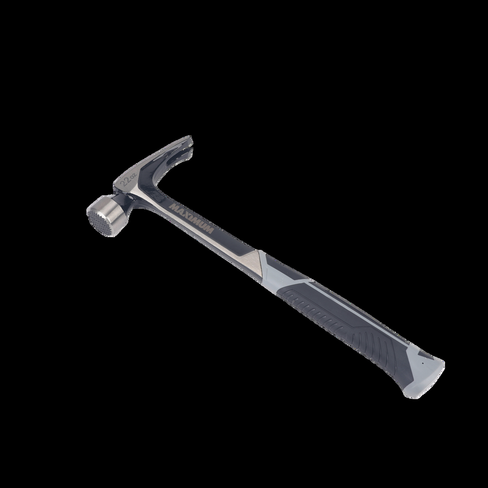 Maximum 22-oz Magnetic Rip Claw Hammer, One Piece Steel Construction, Milled Face, non-slip handle