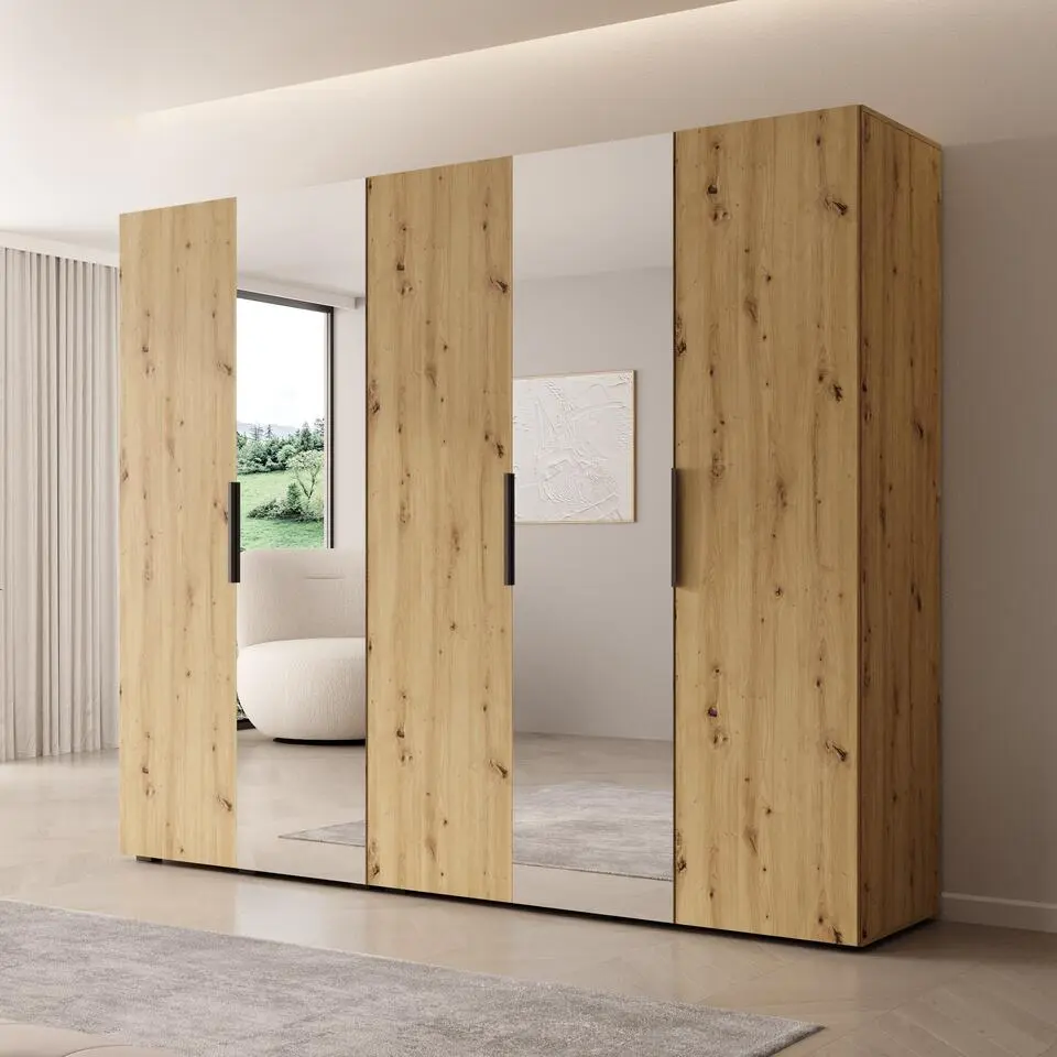 Meubella - Kledingkast Marquesa - Eiken - 250 cm - Met spiegel