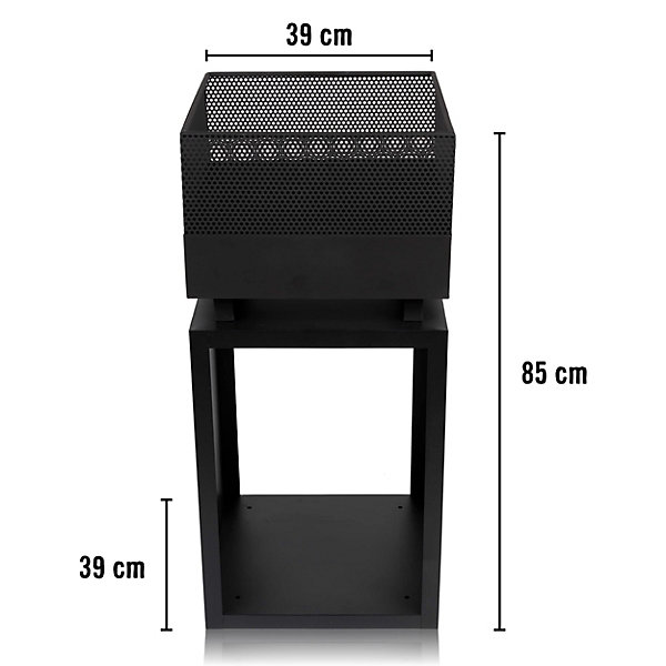 Brasero Barbecue Exterieur Incinerateur de Jardin sur Pied avec Ecran Anti Etincelles Rangement Bois Decoration Jardin