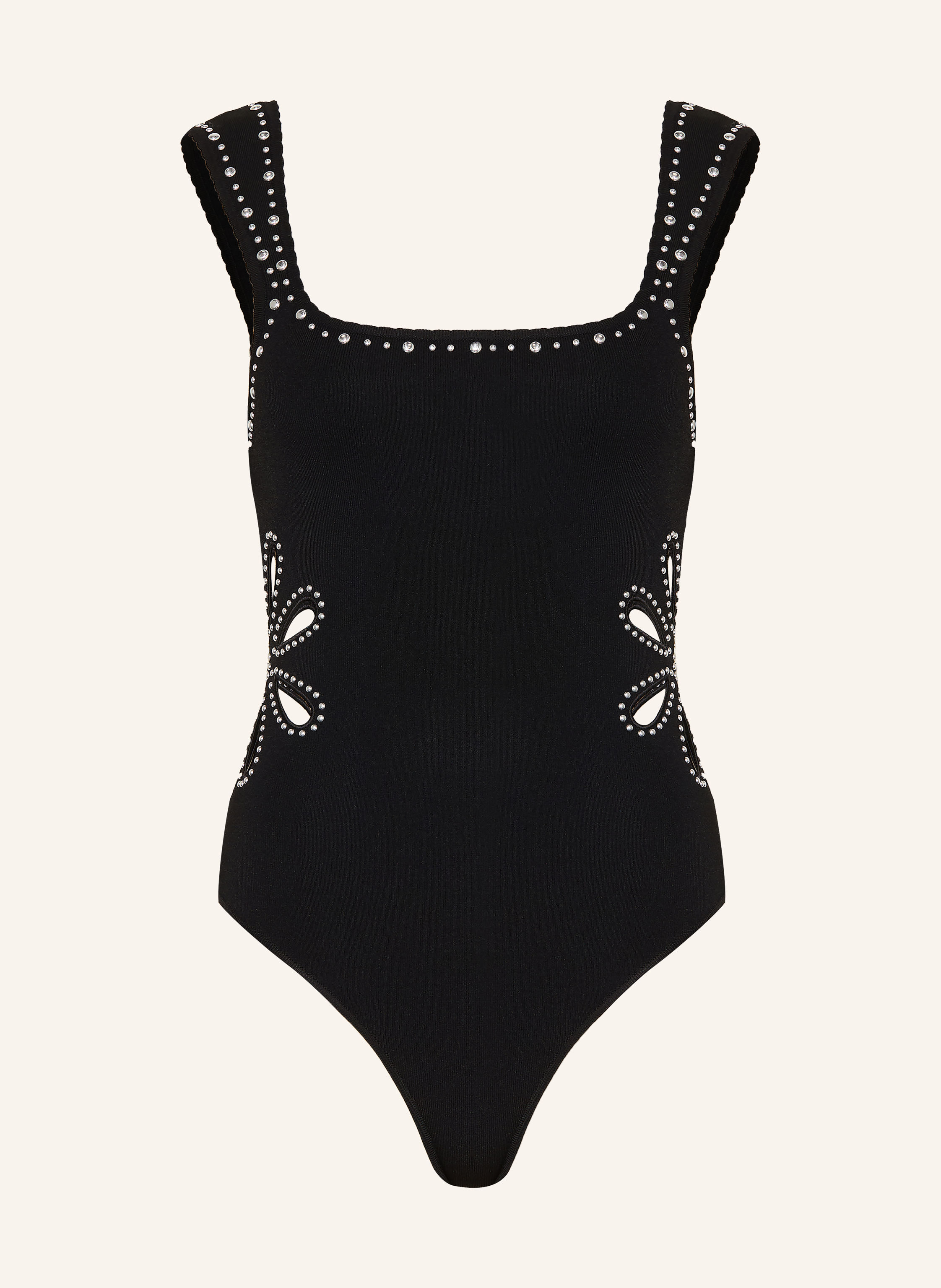 SANDRO Strickbody mit Cut-outs und Nieten
