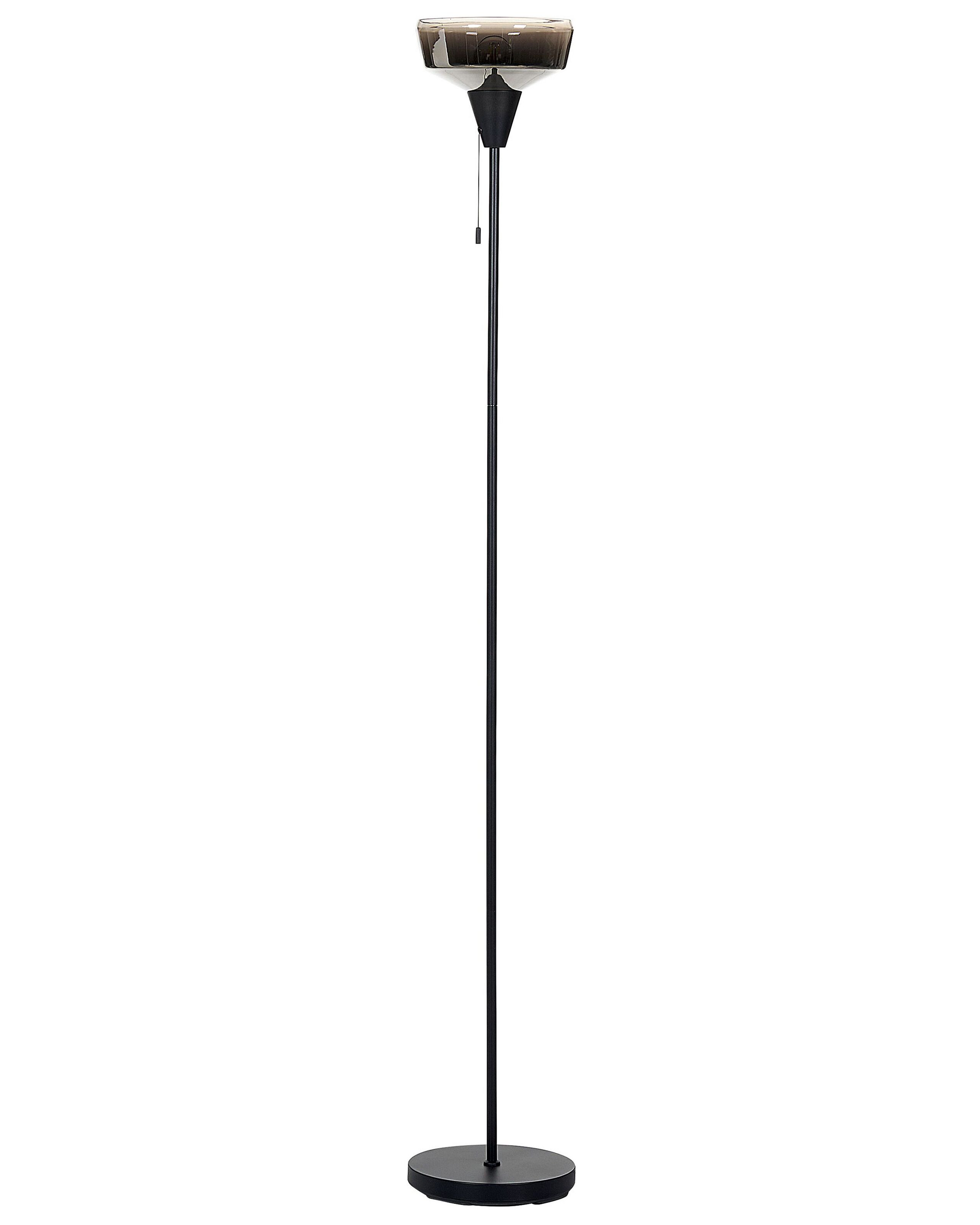 Lampa podłogowa stojąca czarno-srebrna