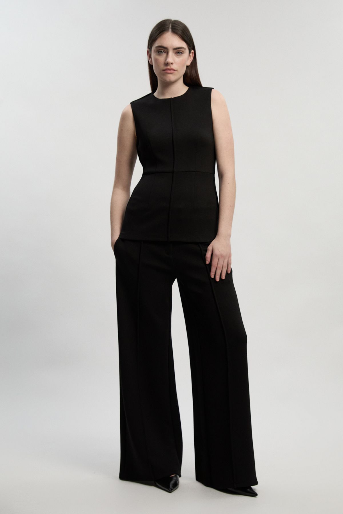 KarenMillen Petite Ponte Wide Leg Trouser