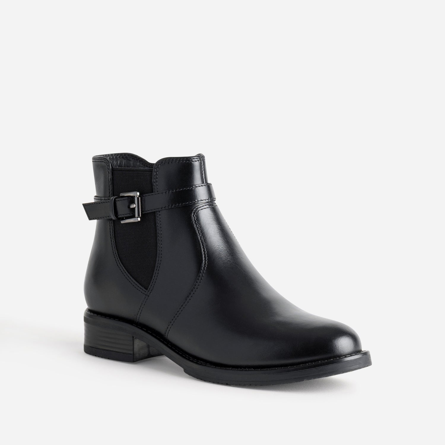 Boots noir cuir bride cheville