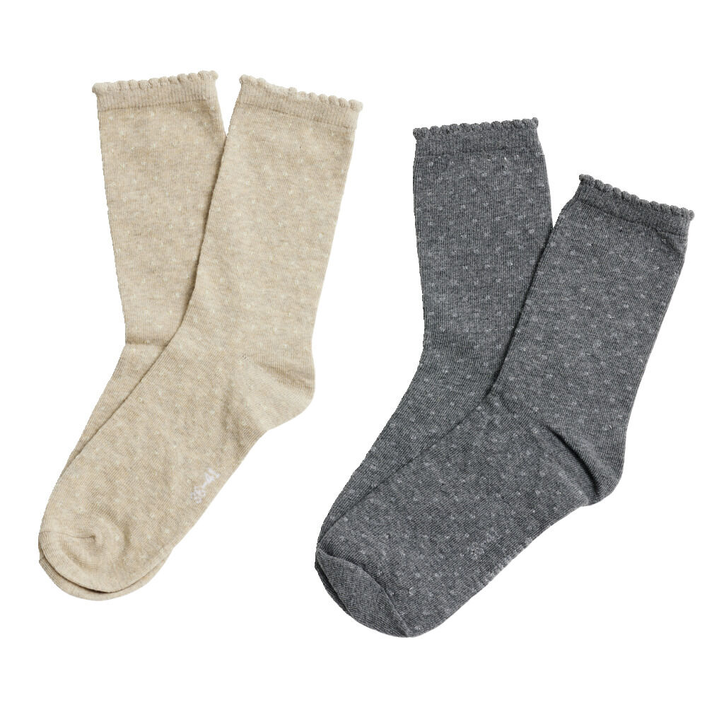 Lot 2 paires de chaussettes femme fils métallisés - Beige