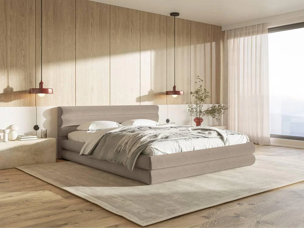 Gestoffeerd bed Alvaro chenille 140 x 200 met beddengoedcontainer