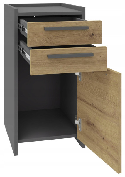 Komoda szafka ALTIVO 1D2SN artisan-antracyt regał 1 drzwi 2 niskie szuflady