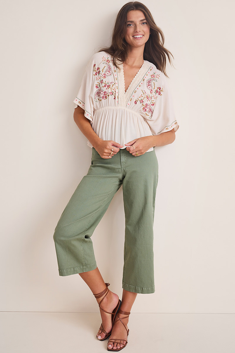 Tara Olive Cullote Pants