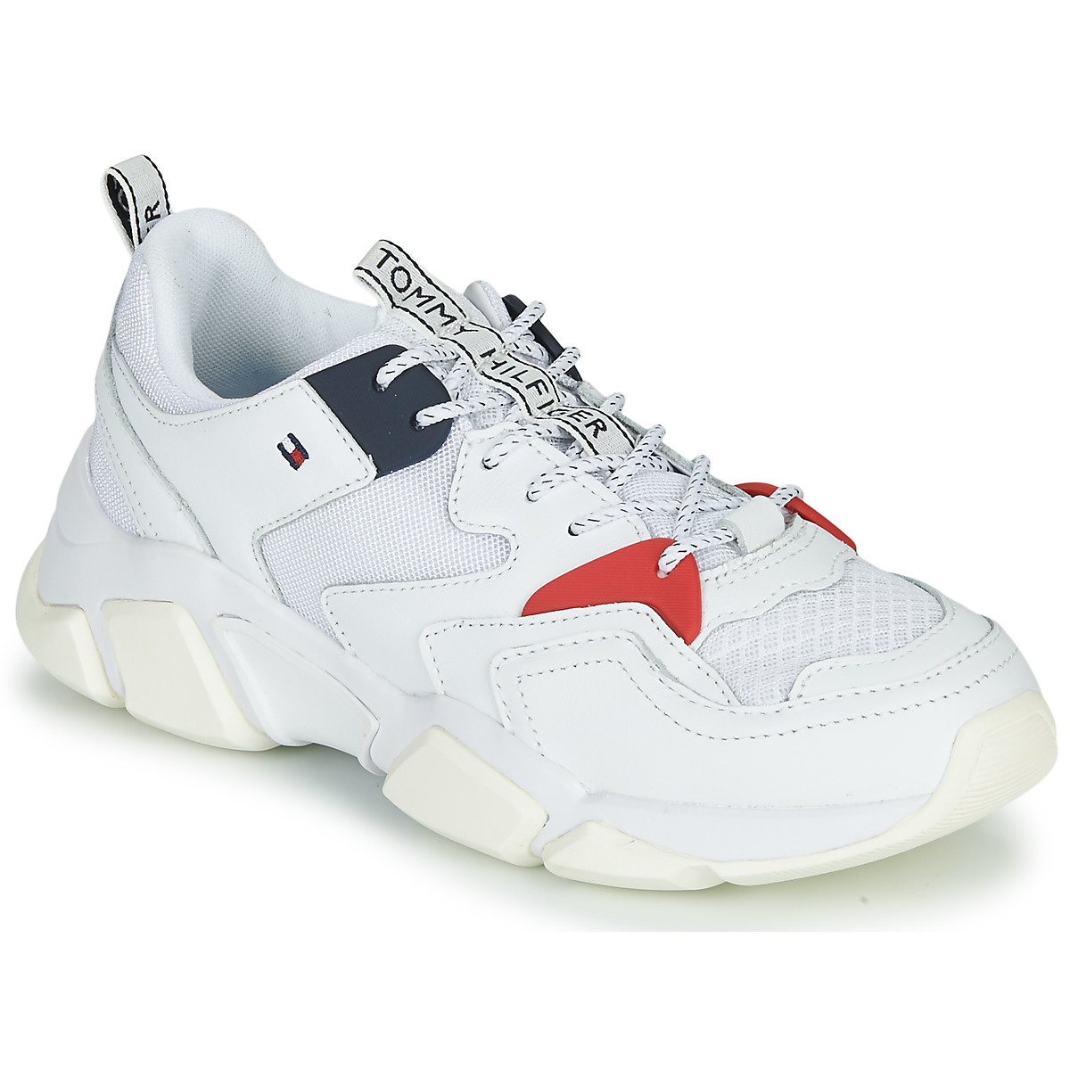 Tommy Hilfiger - WMN CHUNKY MIXED TEXTILE TRAINER - White / Red / Navy