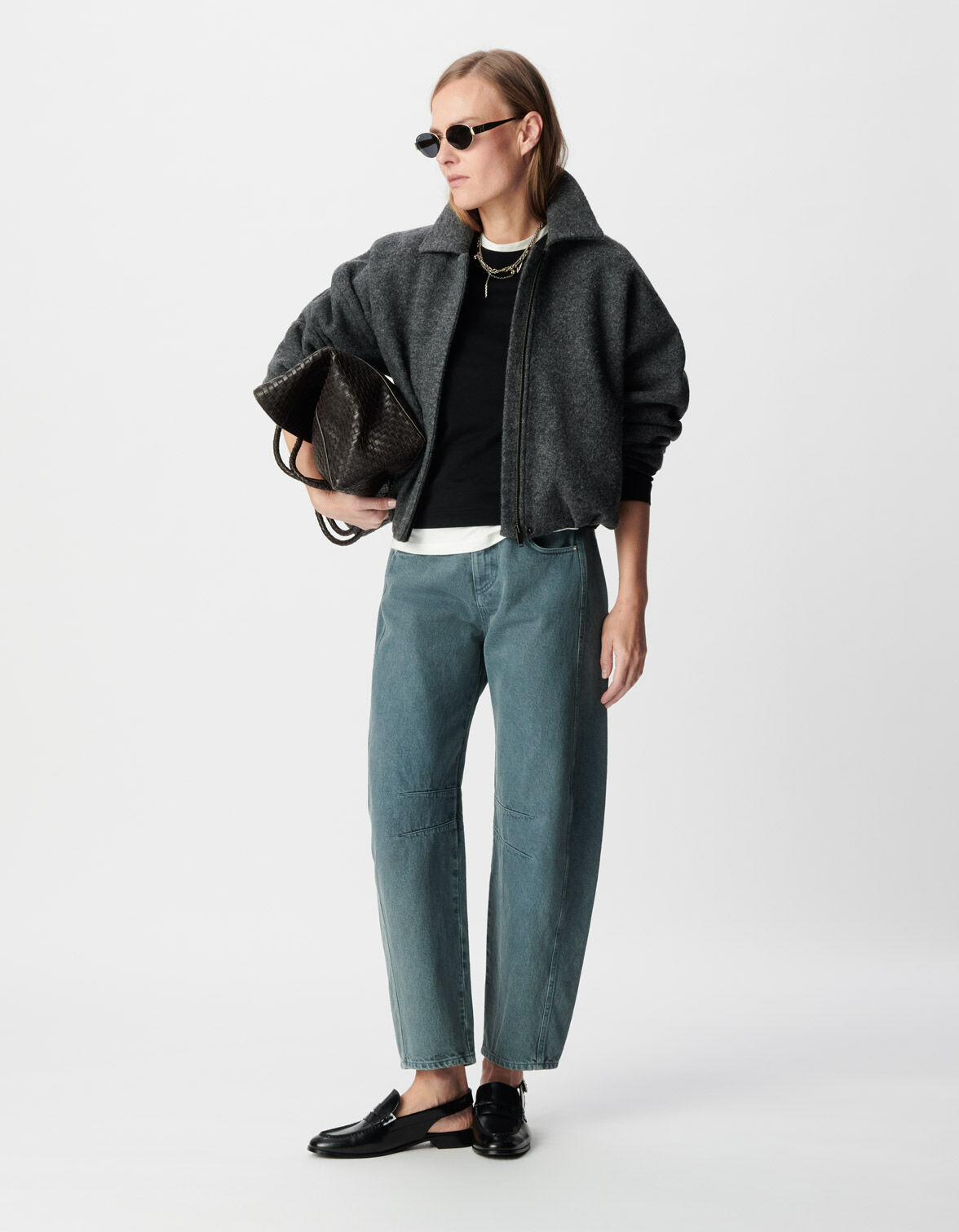 Blouson oversize gris laine bouillie Femme