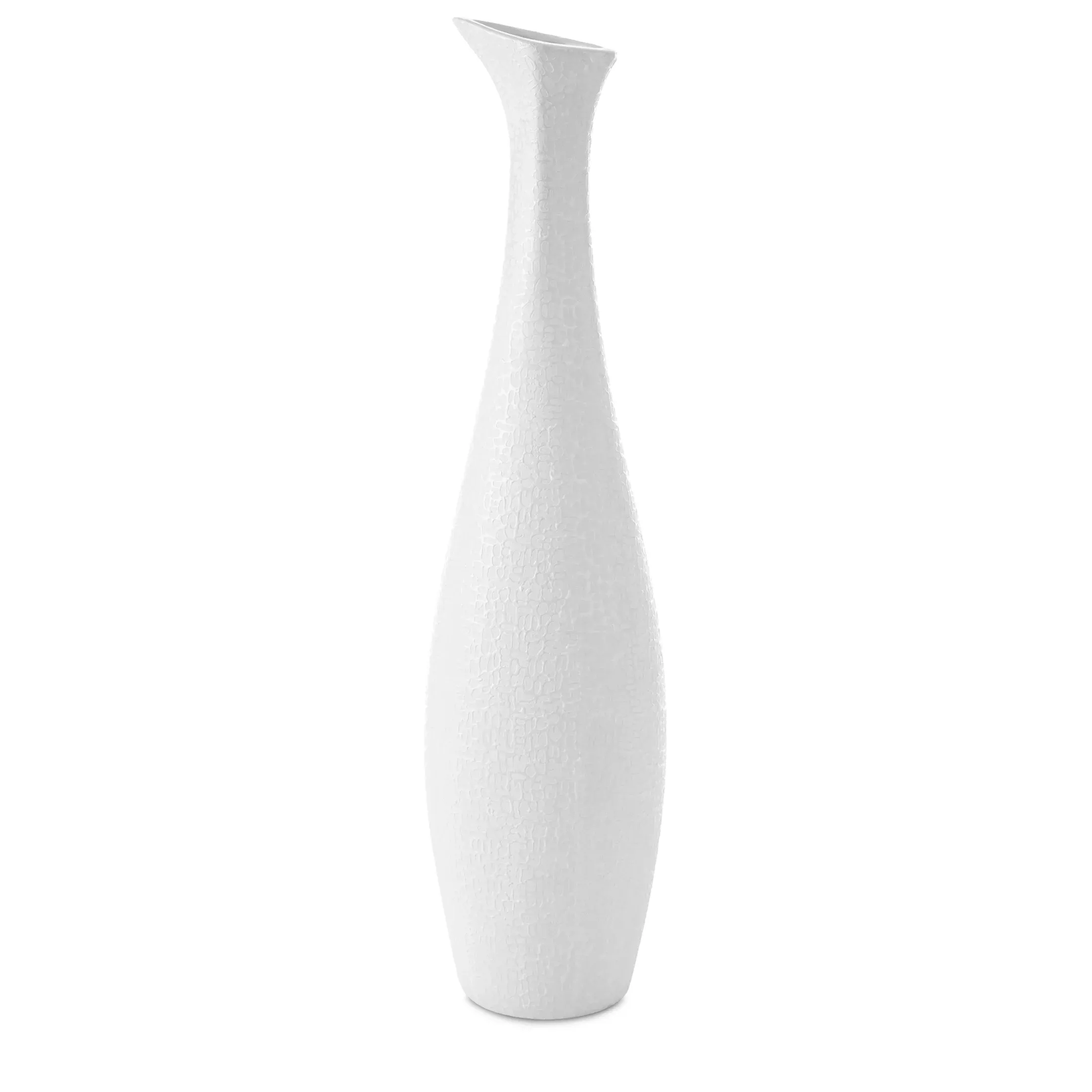 Wazon ceramiczny biały z drobnym wzorem średnica 15x60 cm RISO