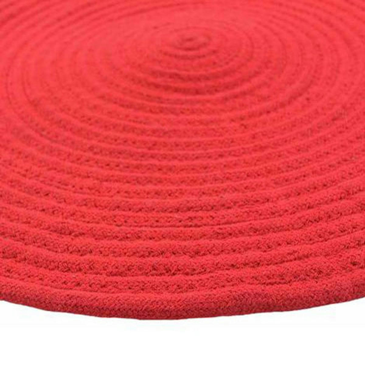 TAM - Tapis en coton réversible effet cordage rouge diam.120