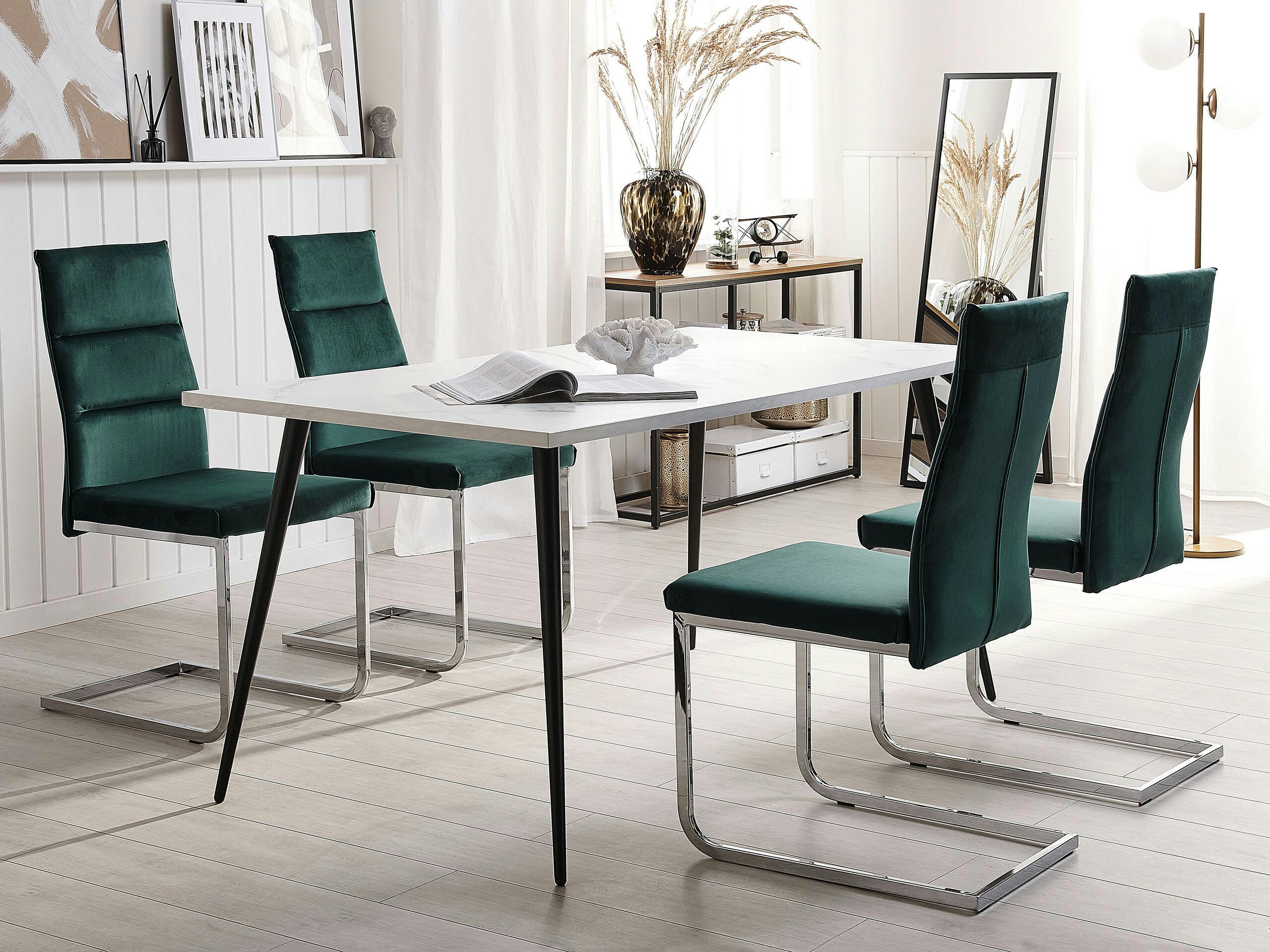 ROCKFORD - Lot de 2 chaises de cuisine en velours vert