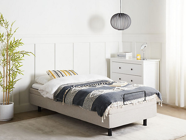 Lit réglable sans tête de lit Tissu DUKE 90 x 200 cm Beige