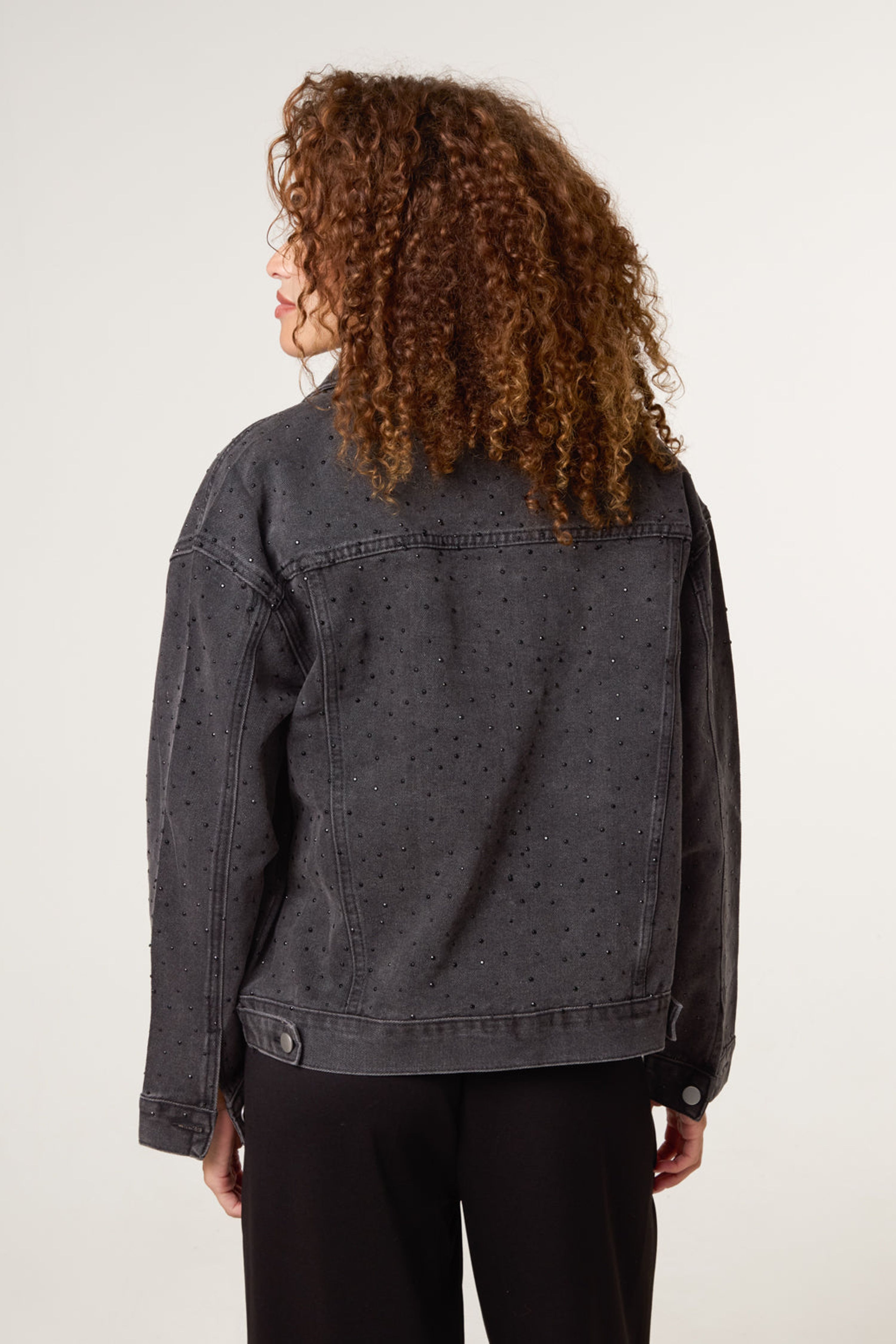 Blue Vanilla Black Embellished Denim Jacket