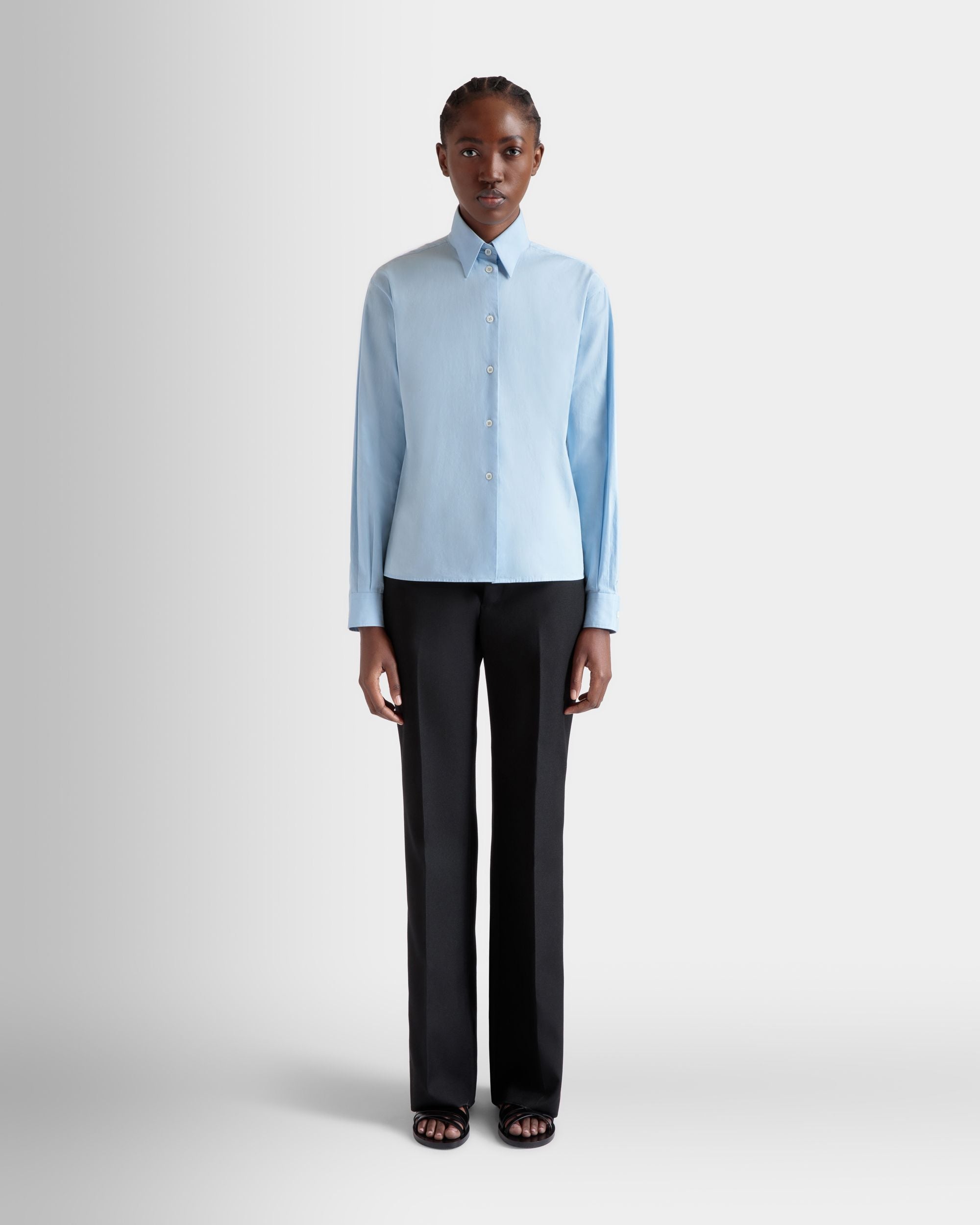 Langärmeliges Hemd Aus Baumwolle In Light Blue