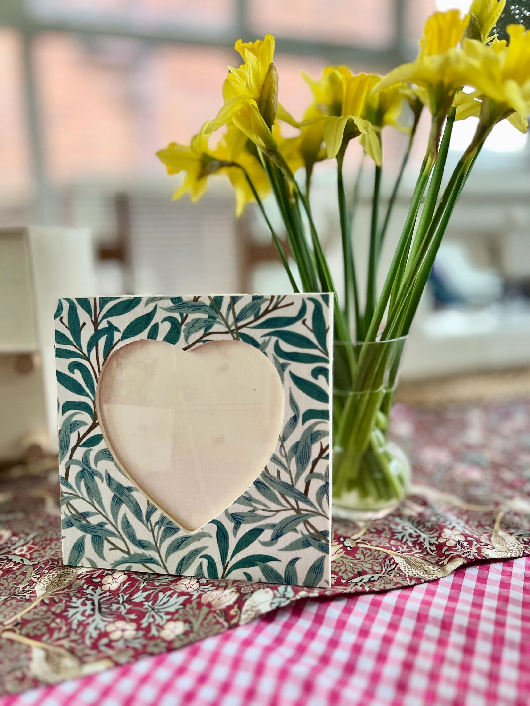 William Morris Heart Photo Frame: Willow Bough & Liberty Fabric