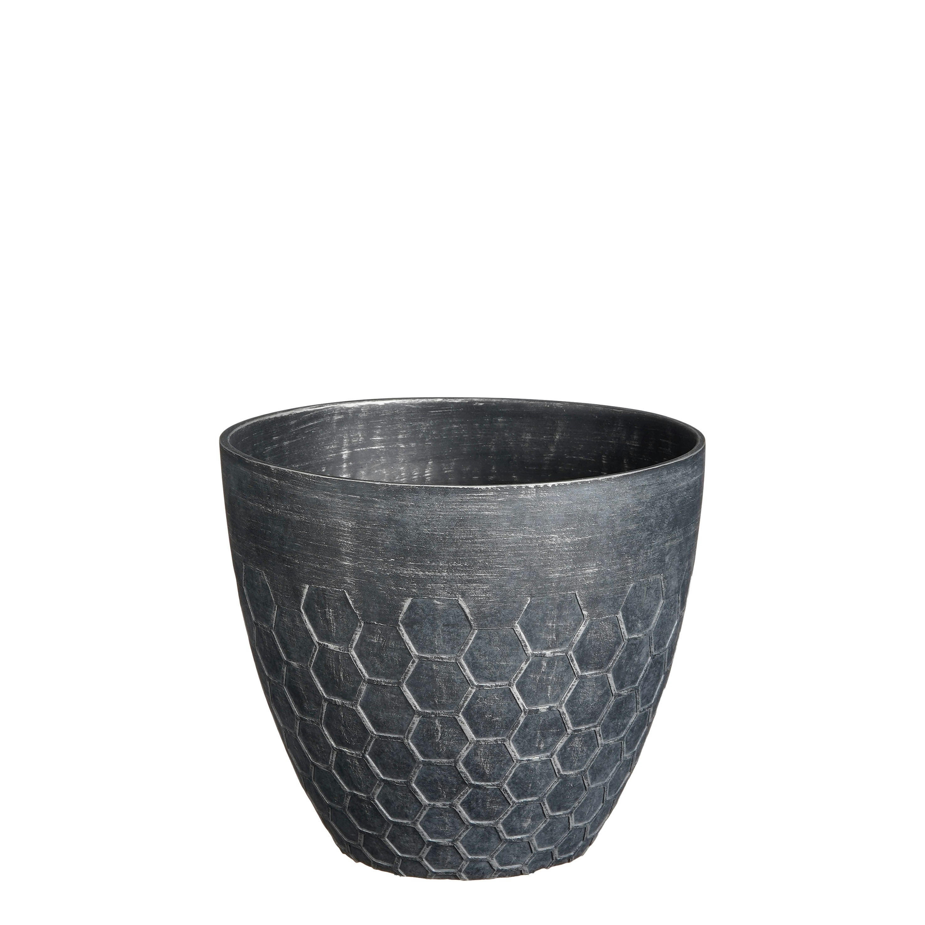 BRAVO - Cache-pot en plastique ruche noire D30,5