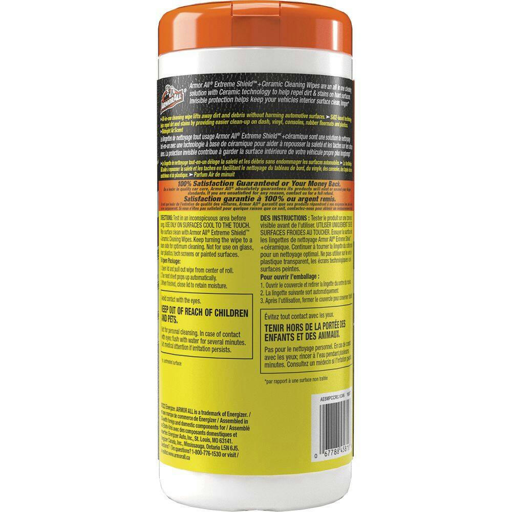 Armor All Extreme Shield™ Ceramic Auto Surface Cleaning Wipes w/ Stain Repelling Technology, 25-pk