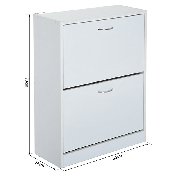 Armoire à chaussures meuble à chaussures dim. 60L x 24l x 80H cm 2 portes abattantes blanc