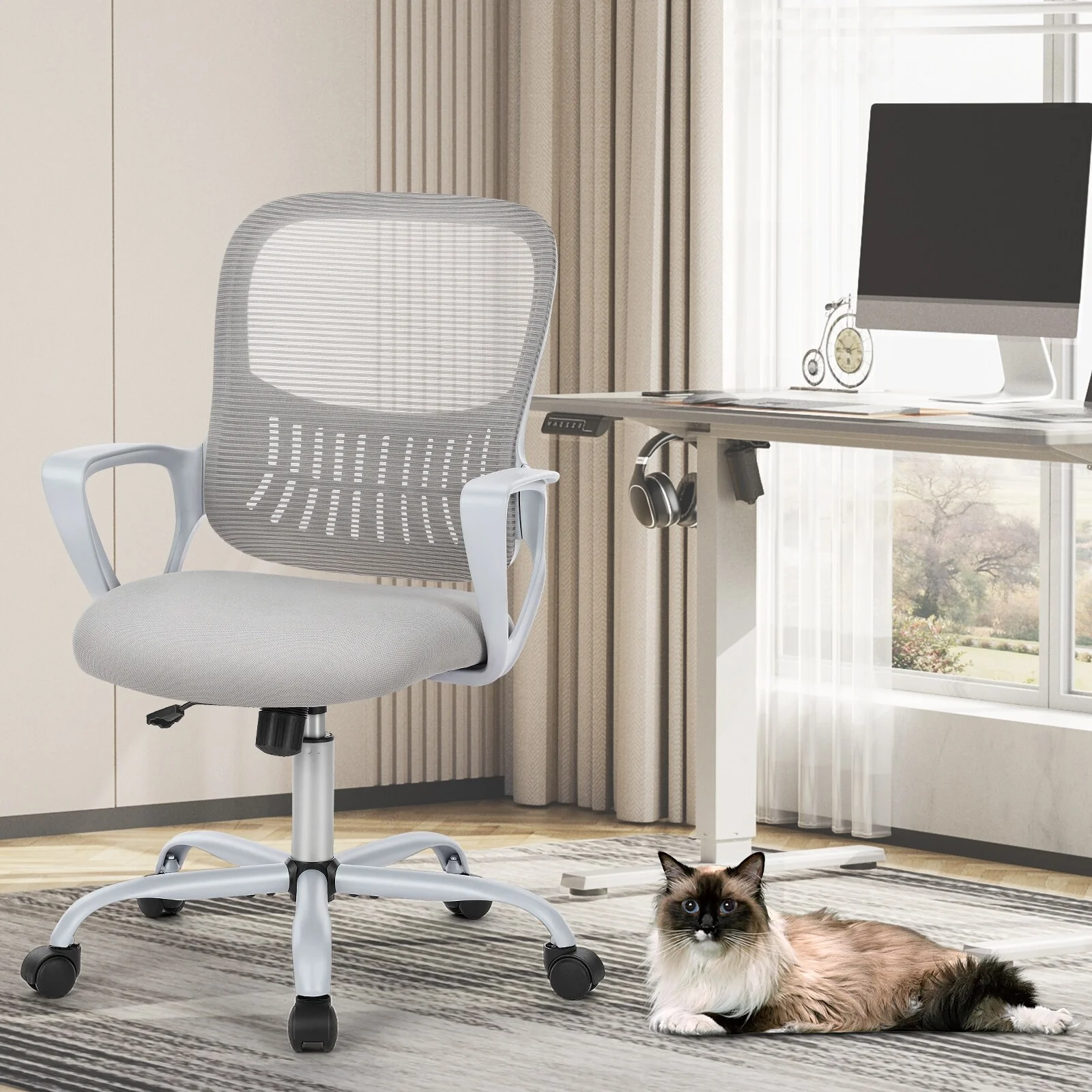 Ergonomic Mesh Office Chair with Adjustable Height and Lumbar Support for Home & Workspace