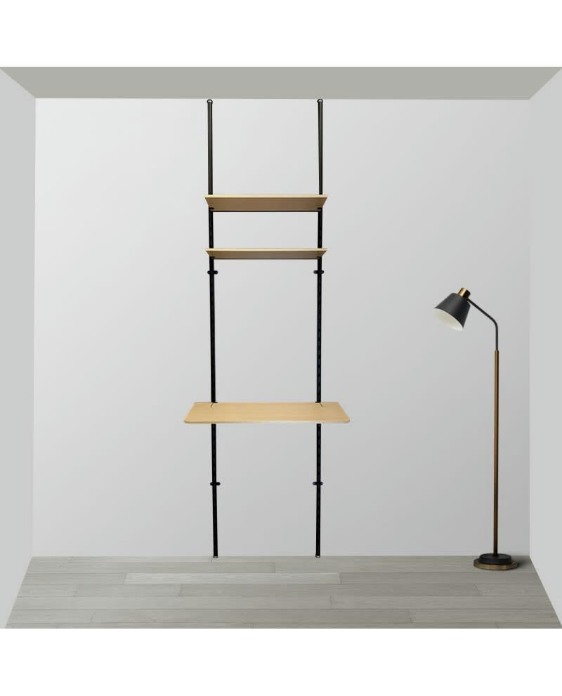 KALI - Bureau en mode claustra modulable avec deux étagères