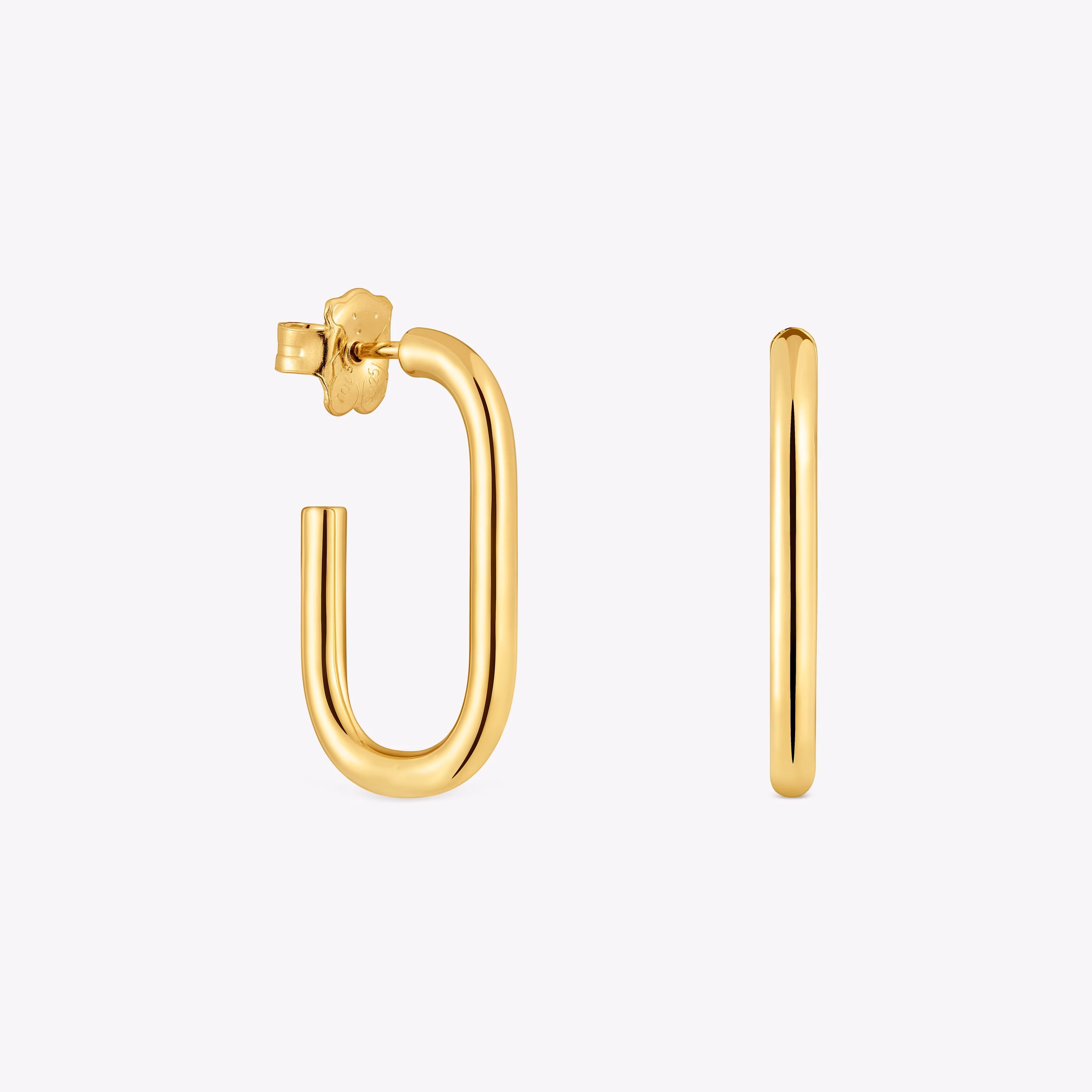Pendientes de aro largos con baño de oro 18 kt sobre plata 25 mm Basicos