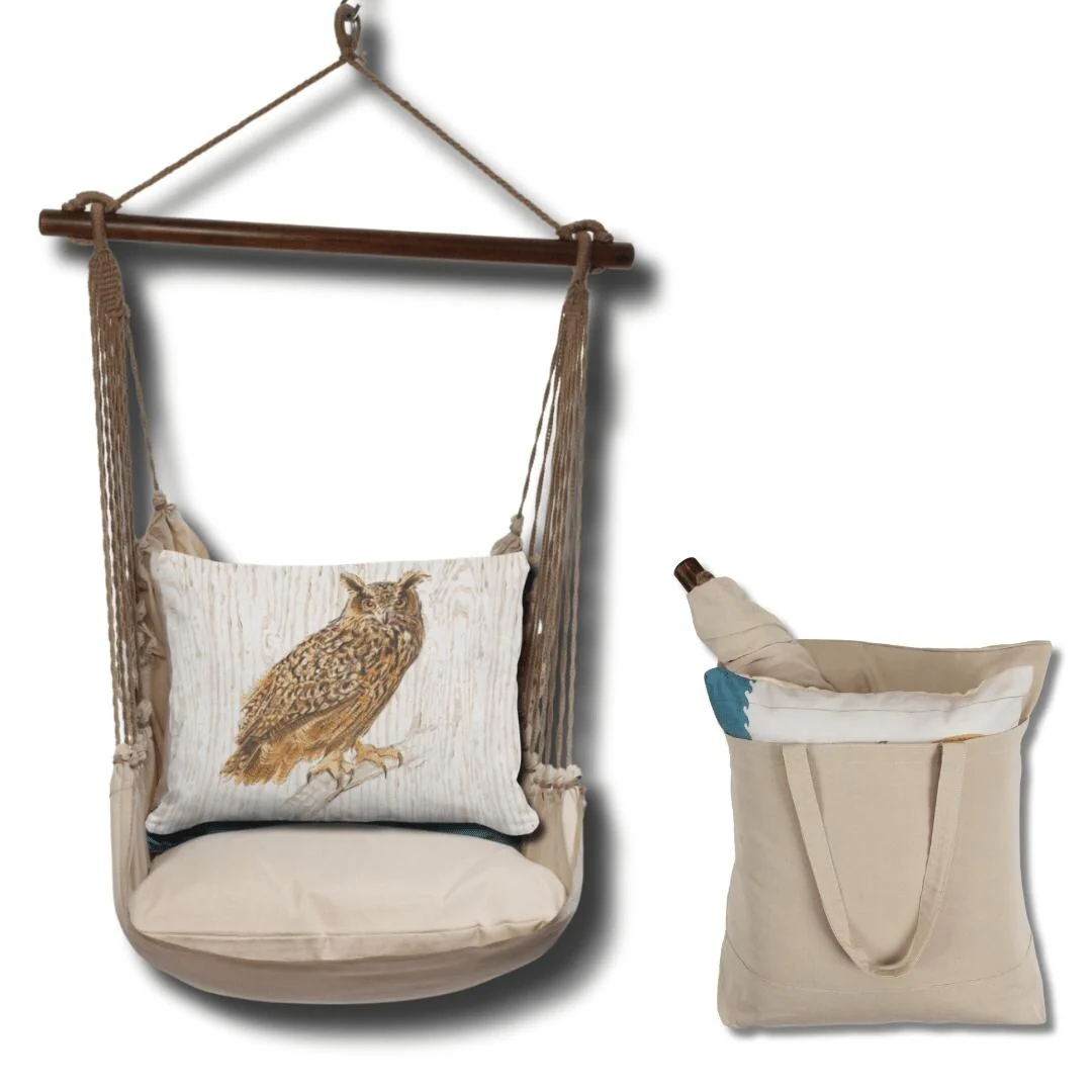 Magnolia Casual Swing Set 4 piece - Latte Solid w/ Owl on Tree