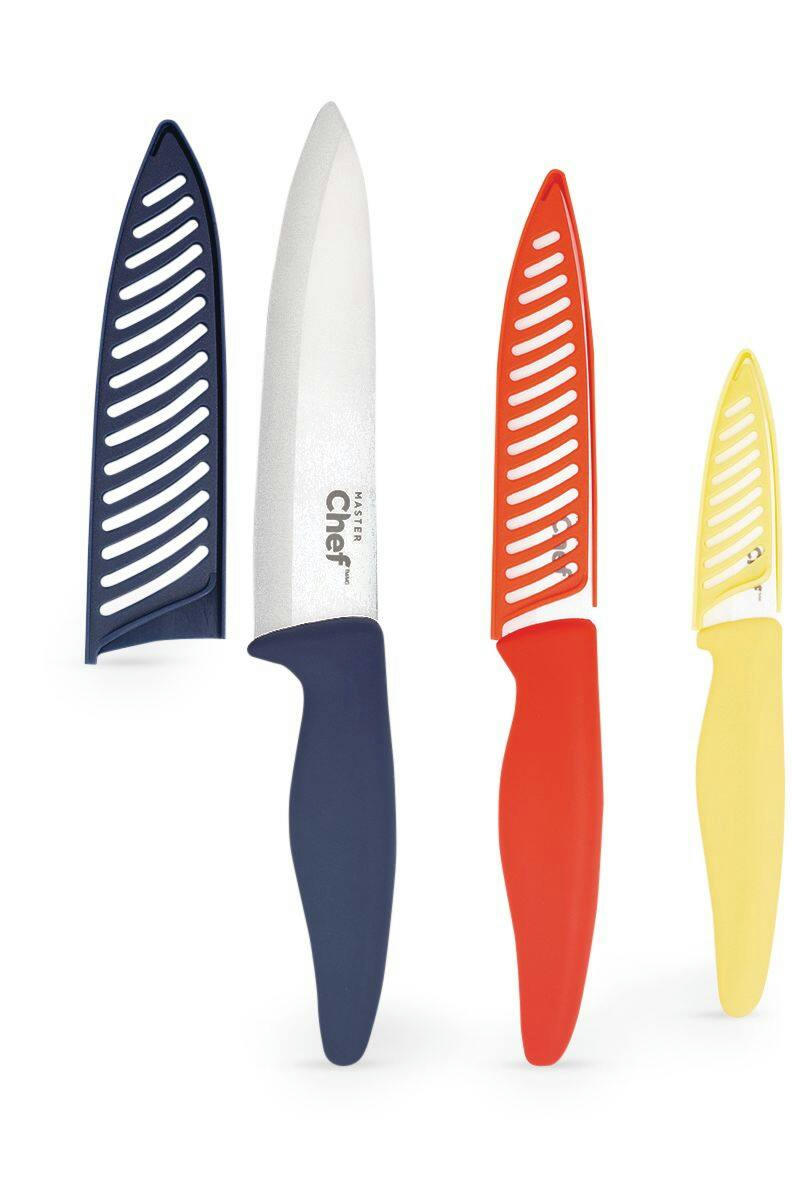 MASTER Chef Ceramic Knife Set with Sheaths, 3-pc