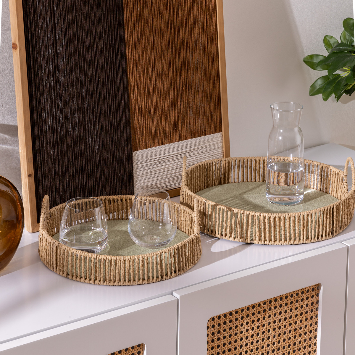 2 trays "Ali" Beige, D.35x11 cm