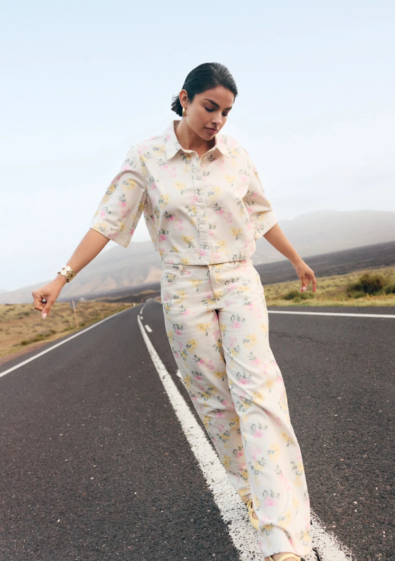 Wijde bedrukte broek