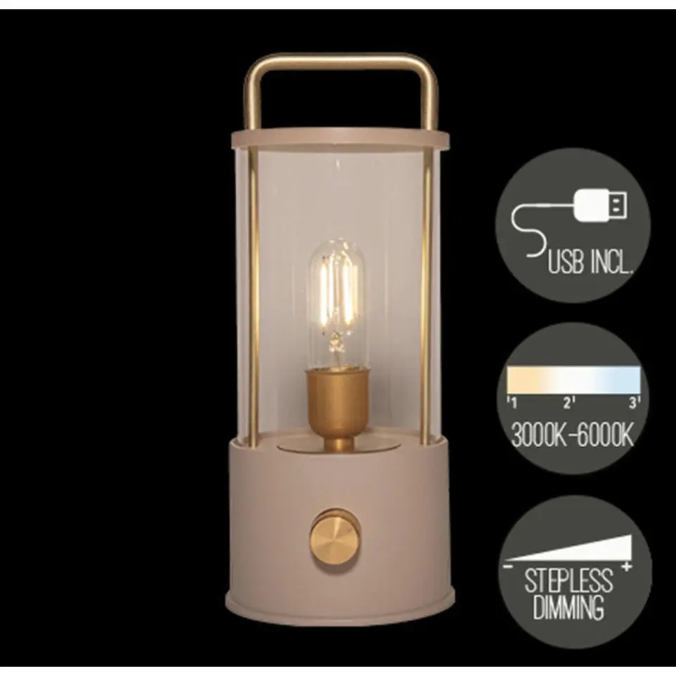 Anna Collection Camping tafellamp - beige - binnen en buiten
