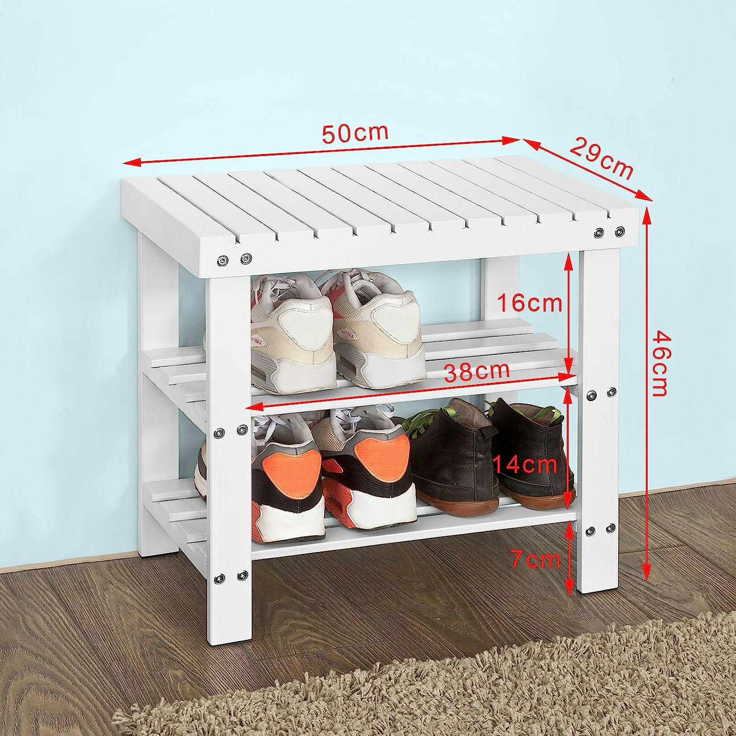 - Banc d'entrée effet bois blanc