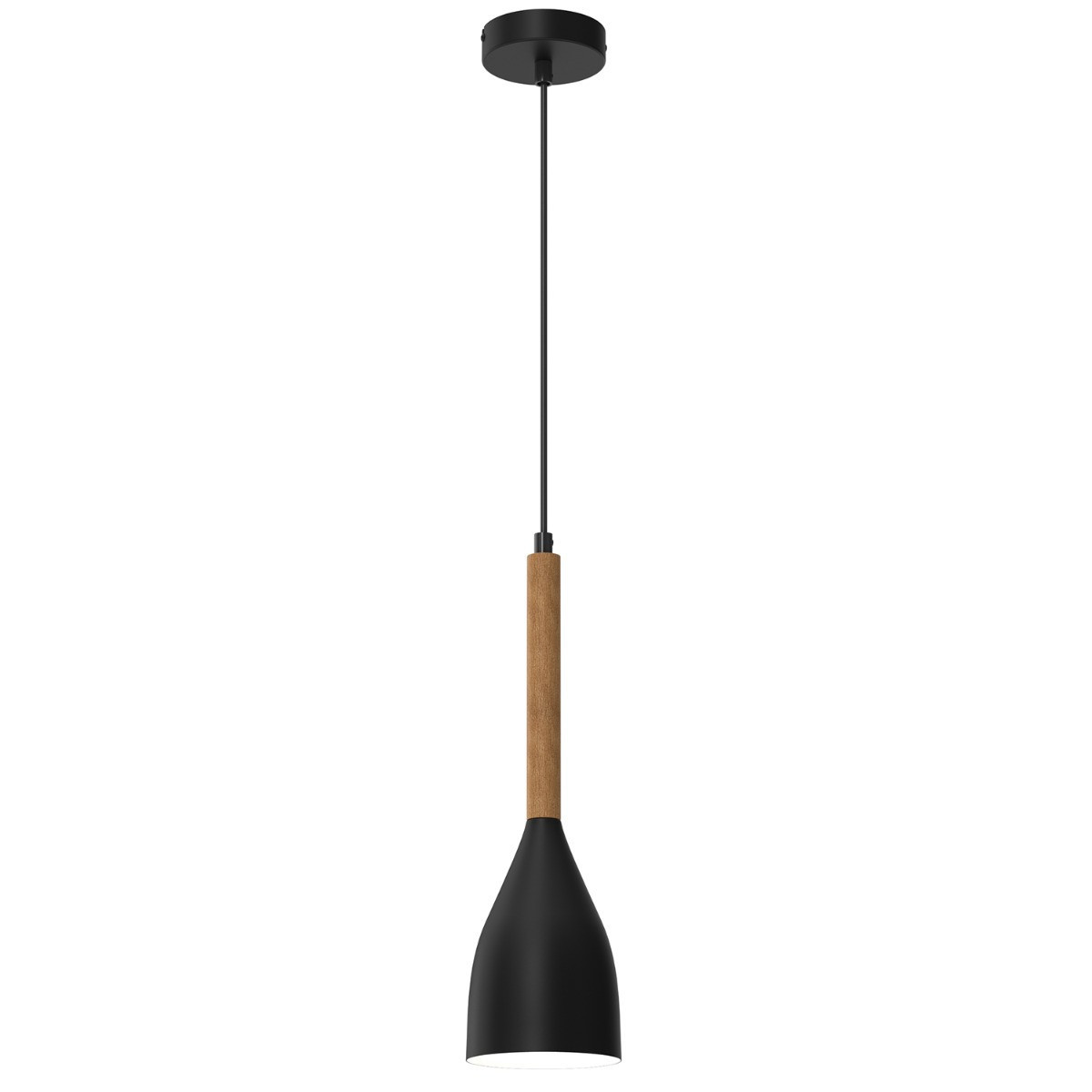 Lampa wisząca czarny matowa-jasne drewno Muza NEW 1xE27x15W Luminex