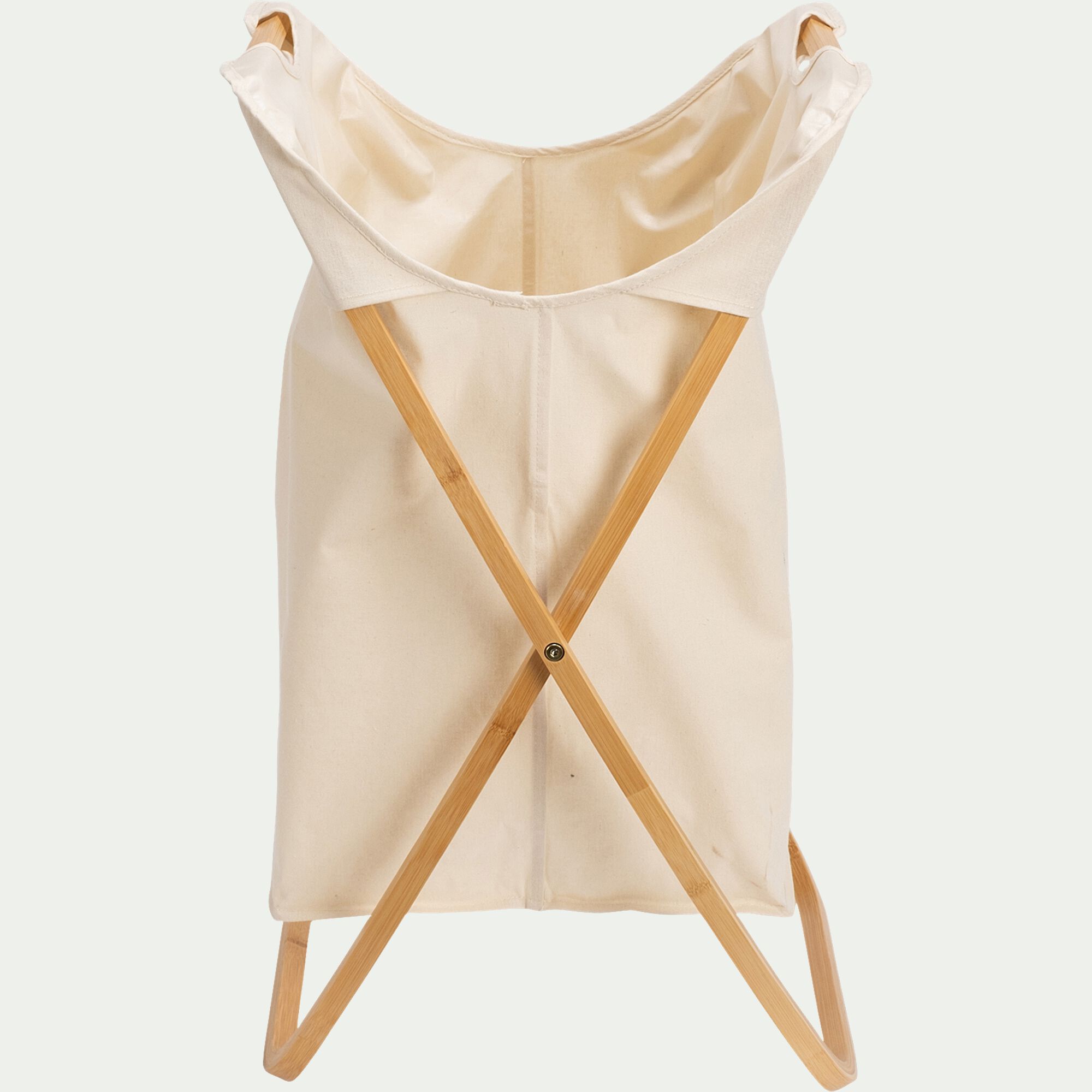 LINO - Panier à linge en polycoton et bambou H67xL46cm - blanc