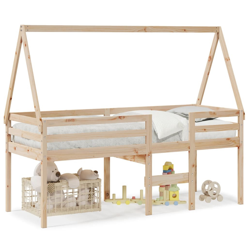 Wysokie łóżko z dachem 75x190 cm lite drewno sosnowe