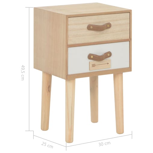NNEVL Bedside Cabinet with 2 Drawers 30x25x49.5 cm Solid Pinewood
