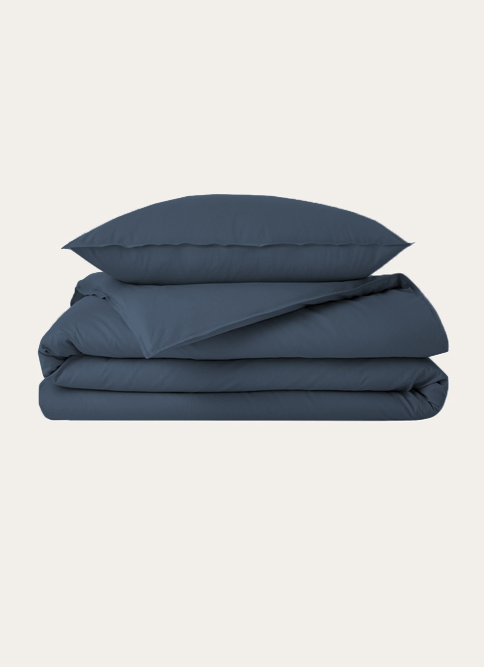 TAIE D'OREILLER UNIE EN COTON LAVÉ BIO Bleu ORAGE